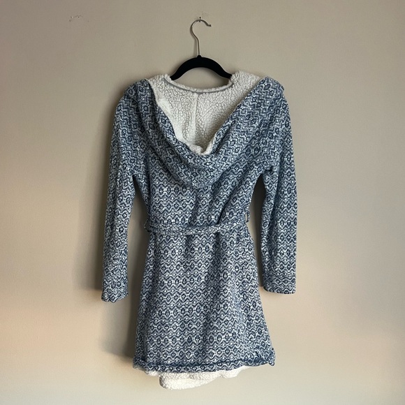 Anthropologie Saturday Sunday Himalaya Teddy Robe Blue XS/S - Picture 2 of 6